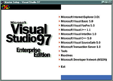 Tela de instalação do Visual Studio 97