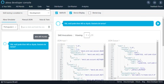 Alexa responde justamente o que configuramos em LaunchRequest