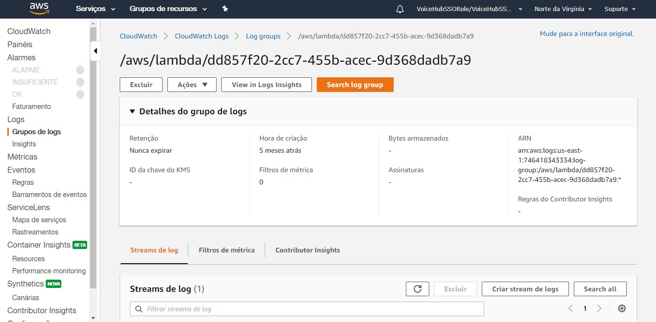 CloudWatch do lambda criado para sua skill