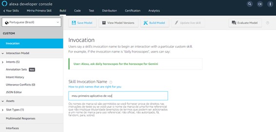 Nome de invocação - Crie Sua Primeira Skill Alexa - 2021