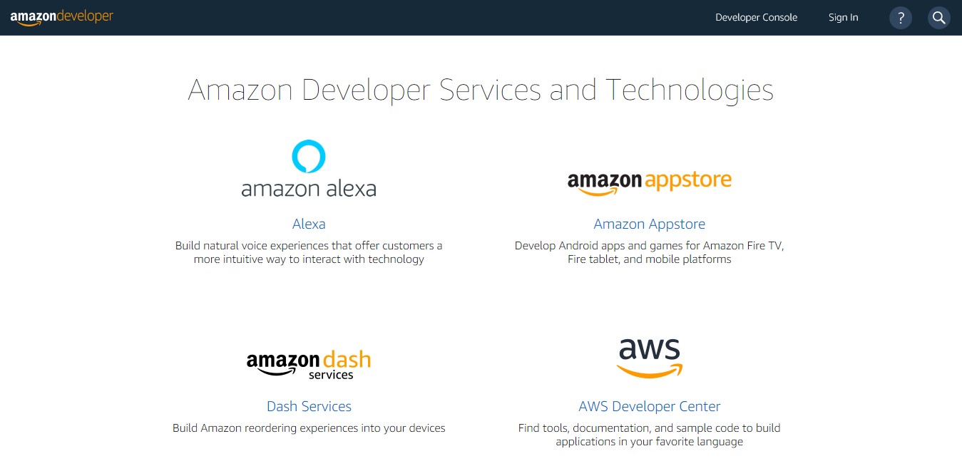 Como Abrir Uma Conta De Desenvolvedor Na Amazon - home page